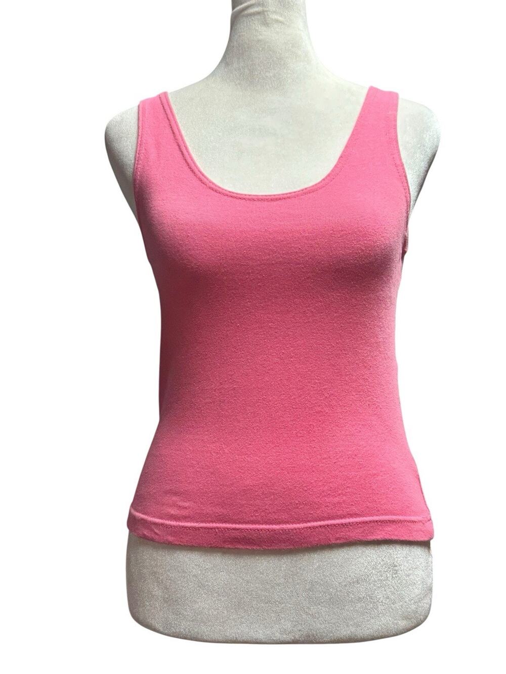 Vintage Paris Sport Club Womens 90s Pink Tank Top Minimalist Stretch Sz Large